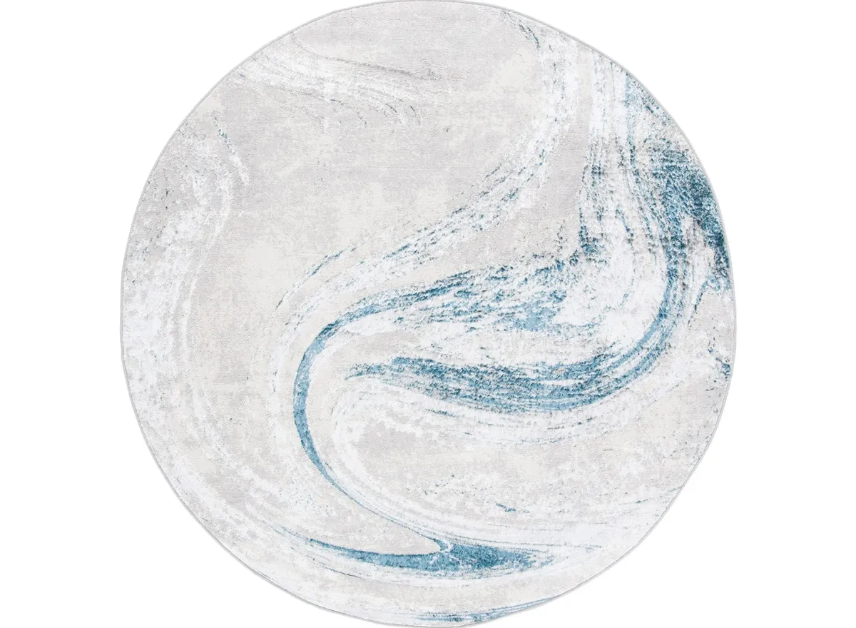 Orchard II Round Rug in Gray & Blue by Safavieh