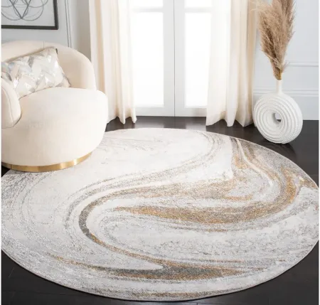 Orchard II Round Rug in Gray & Gold by Safavieh