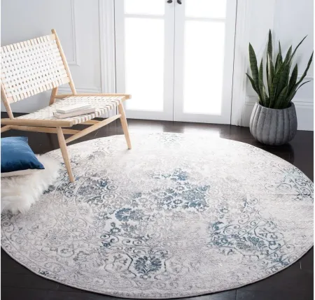 Orchard VIII Round Rug in Gray & Blue by Safavieh