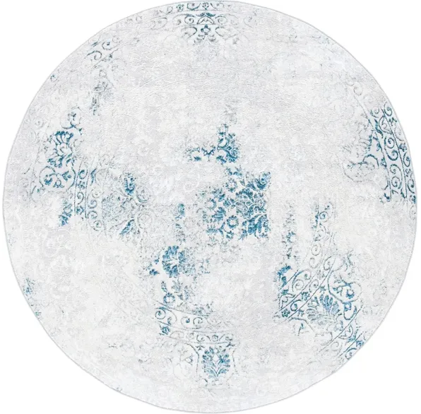 Orchard VIII Round Rug in Gray & Blue by Safavieh