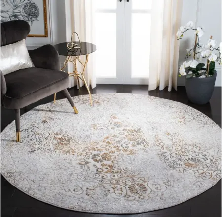 Orchard VIII Round Rug in Gray & Gold by Safavieh
