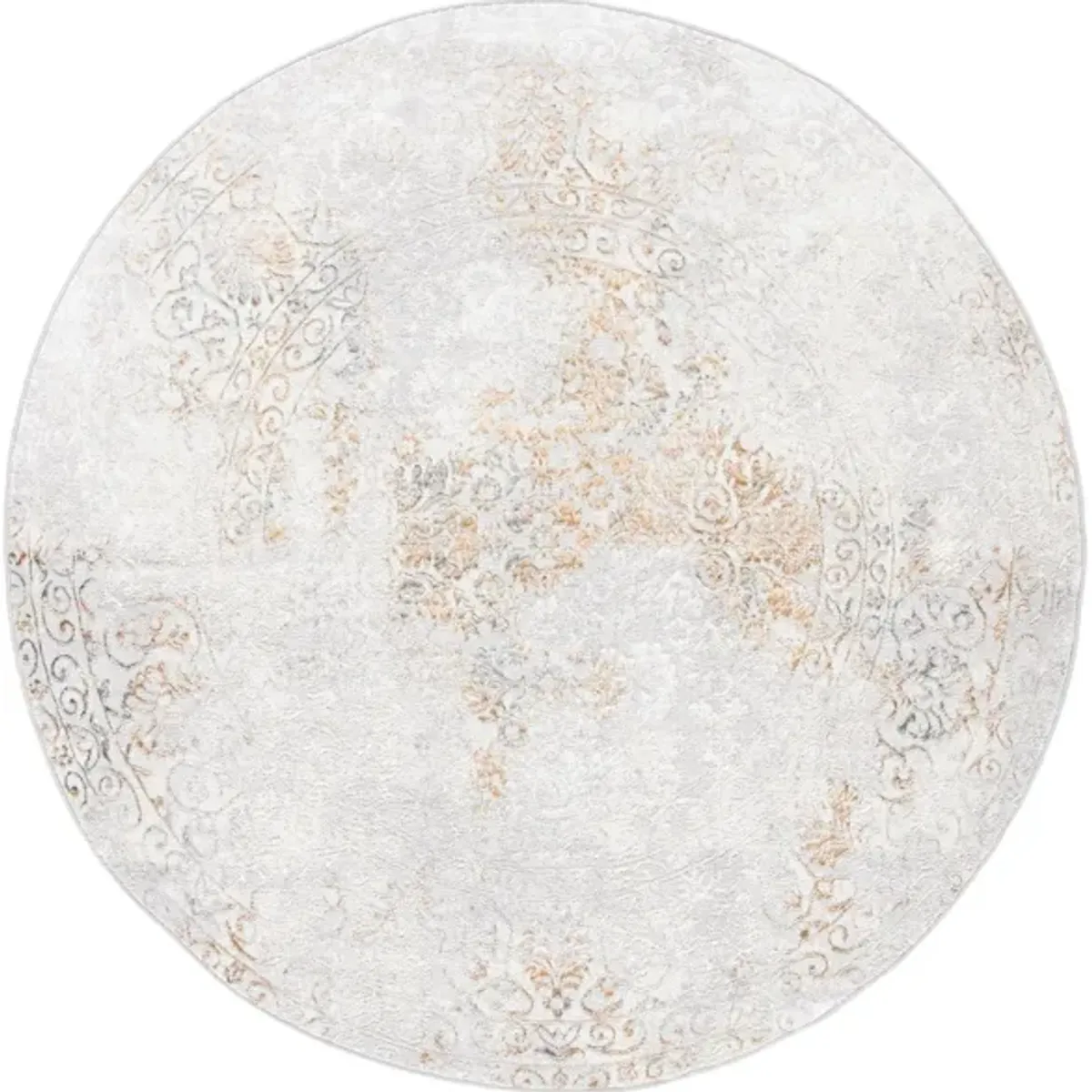 Orchard VIII Round Rug in Gray & Gold by Safavieh