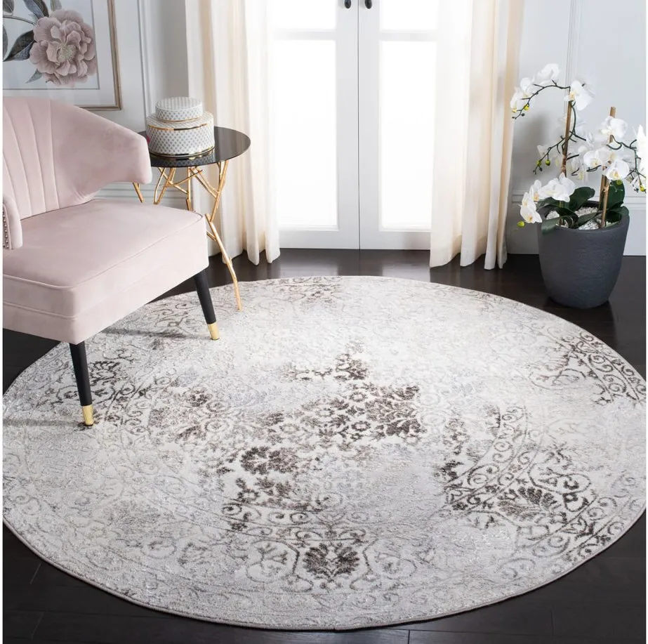 Orchard VIII Round Rug in Light Gray by Safavieh