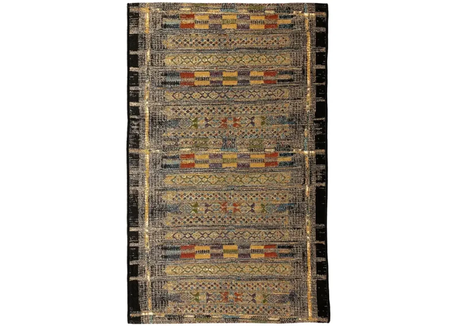 Liora Manne Marina Tribal Stripe Indoor/Outdoor Area Rug in Black by Trans-Ocean Import Co Inc