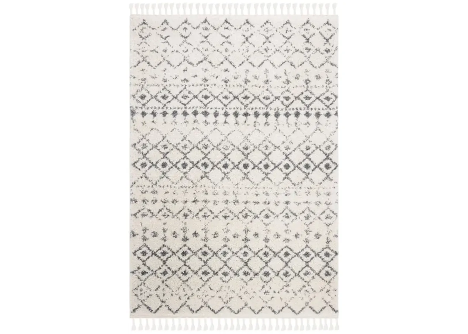 Berber Fringe Shag Area Rug in Cream/DarkGrey by Safavieh