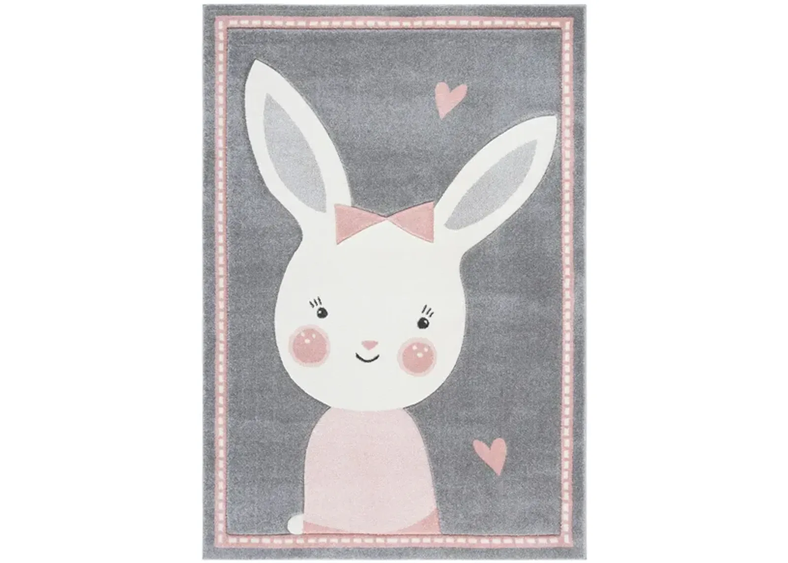 Carousel Bunny Kids Area Rug in Gray & Ivory by Safavieh