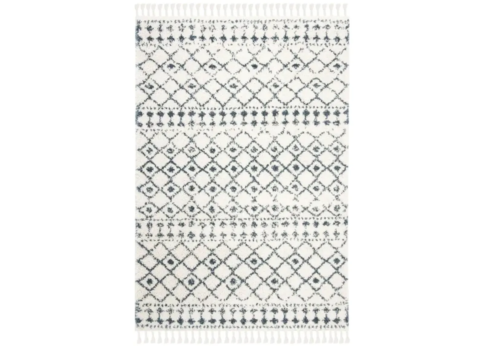 Berber Fringe Shag Area Rug in Cream/Blue by Safavieh