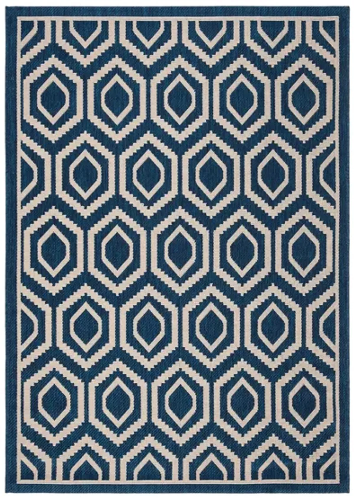 Courtyard Diamonds Indoor/Outdoor Area Rug in Navy & Beige by Safavieh