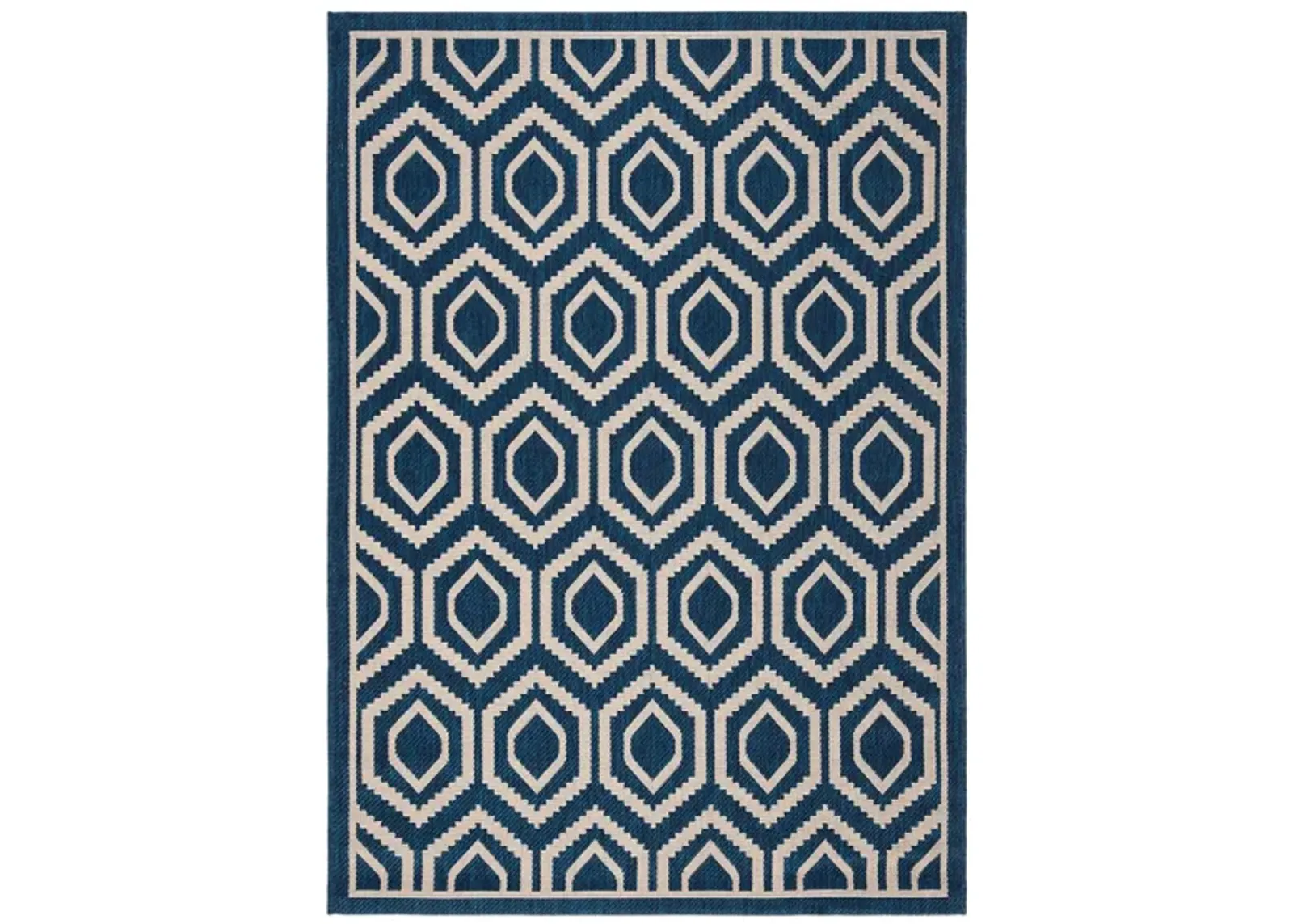 Courtyard Diamonds Indoor/Outdoor Area Rug in Navy & Beige by Safavieh