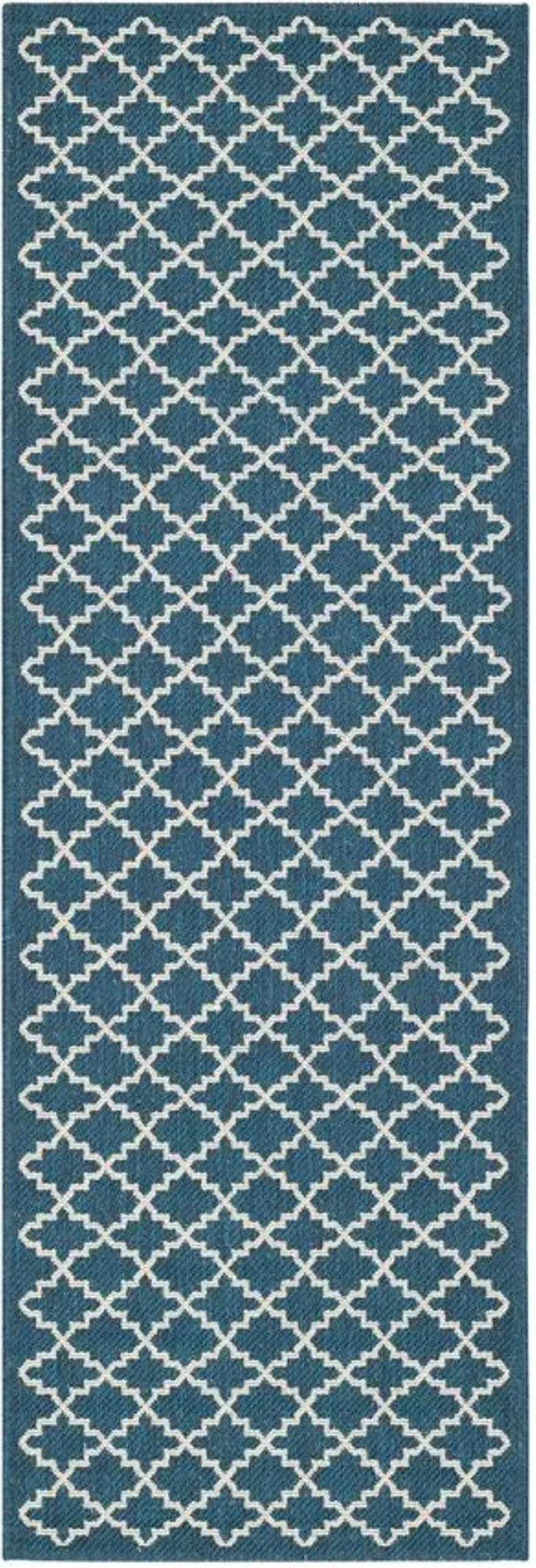 Courtyard Link Indoor/Outdoor Runner Rug in Navy & Beige by Safavieh