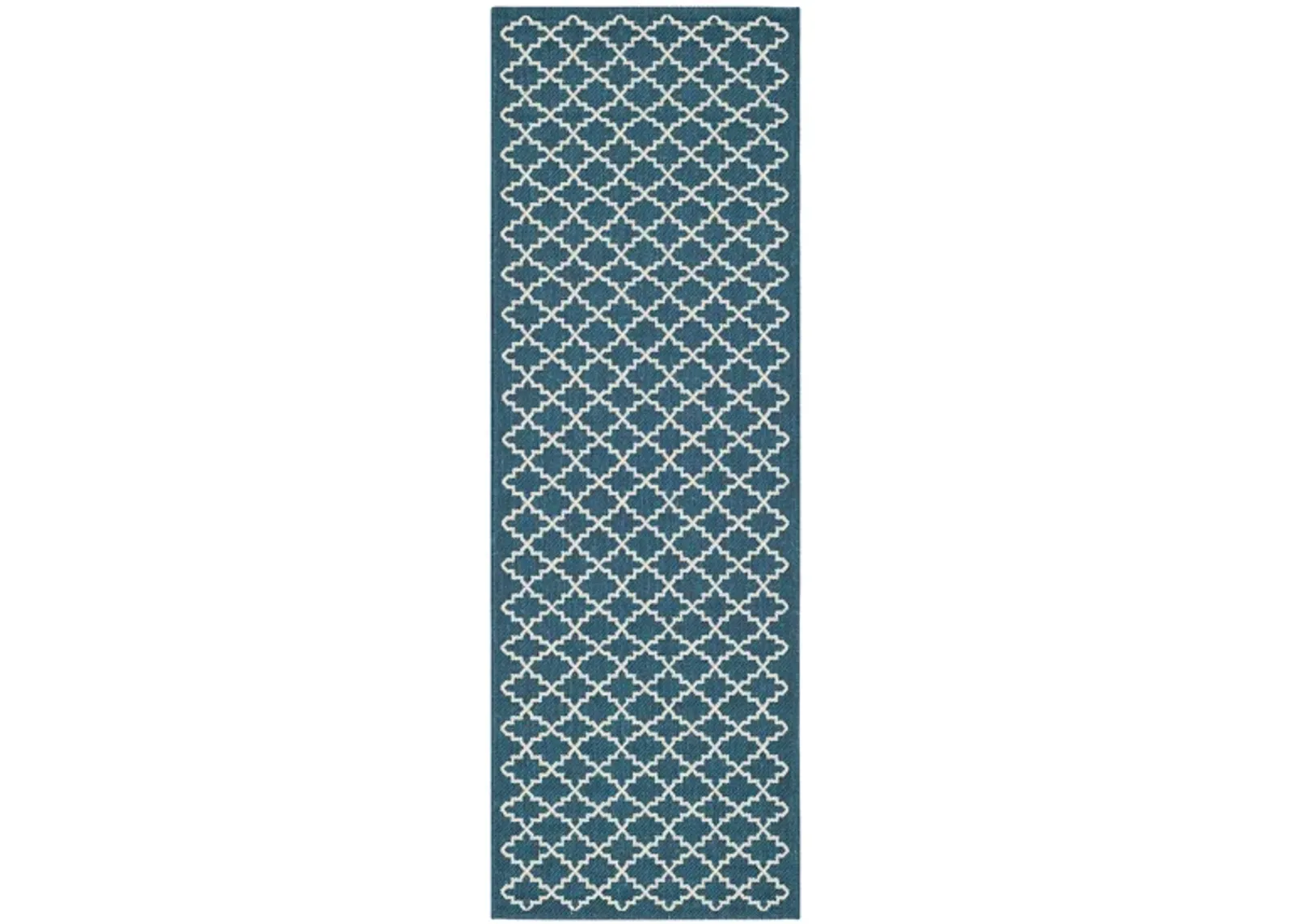 Courtyard Link Indoor/Outdoor Runner Rug in Navy & Beige by Safavieh