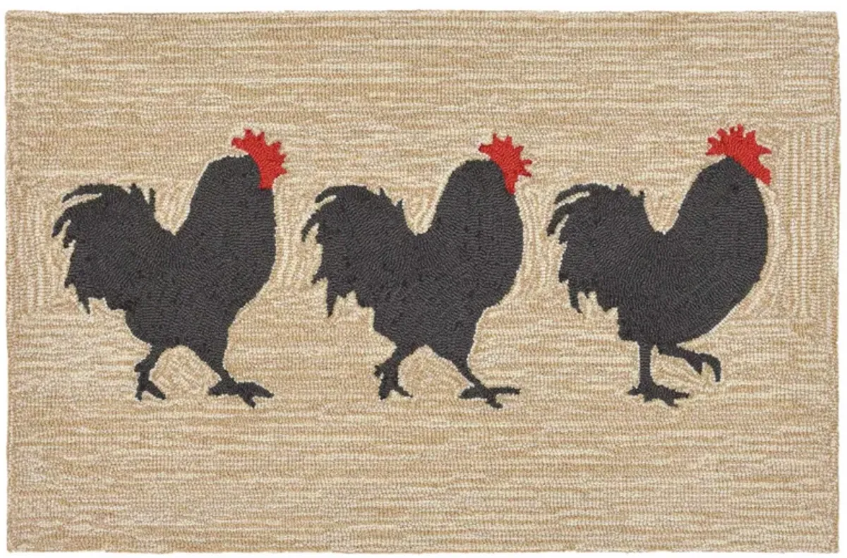 Frontporch Roosters Indoor/Outdoor Area Rug in Neutral by Trans-Ocean Import Co Inc