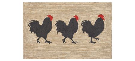 Frontporch Roosters Indoor/Outdoor Area Rug in Neutral by Trans-Ocean Import Co Inc