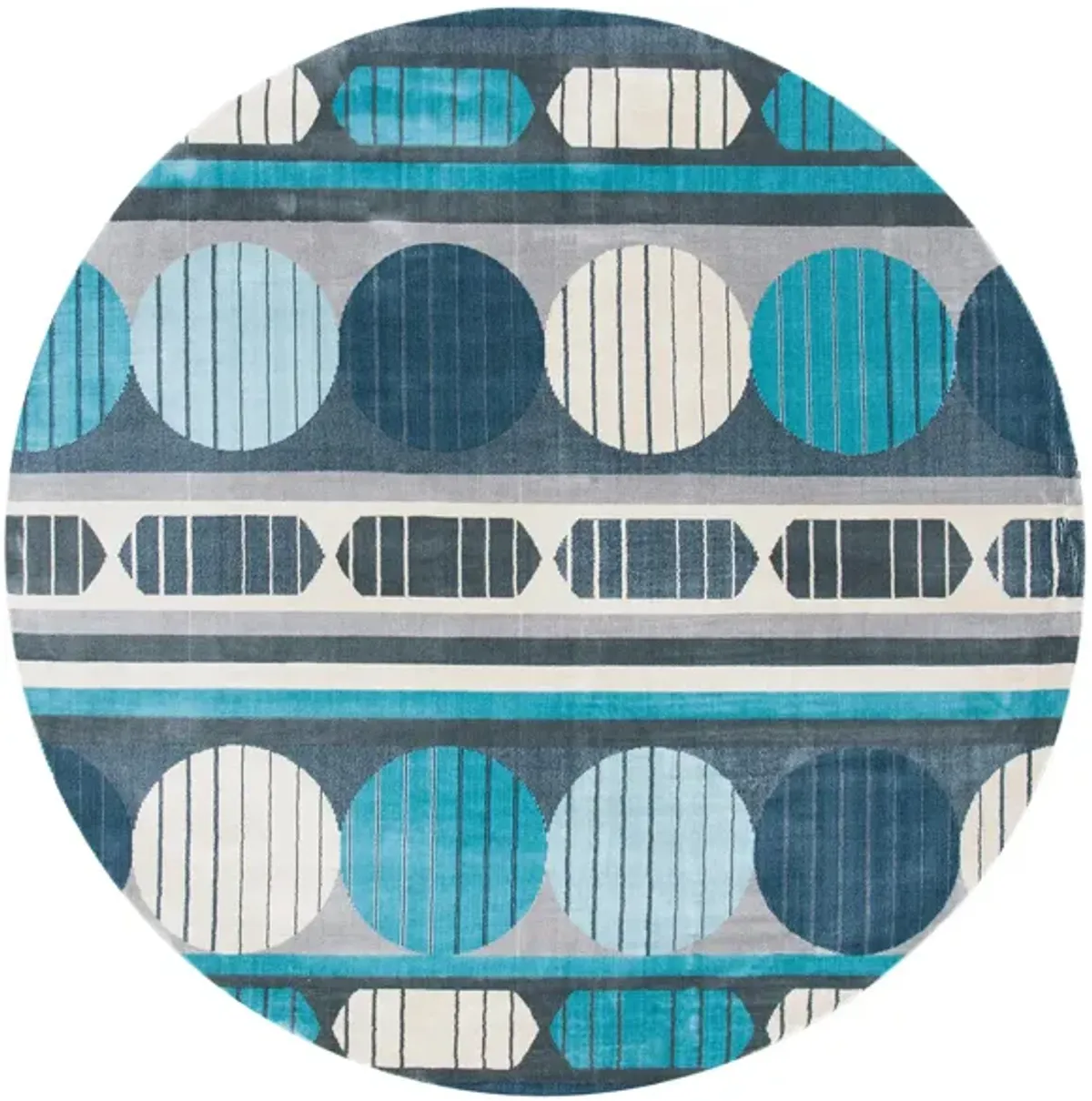 Omnick Round Area Rug in Gray/Aqua by Safavieh