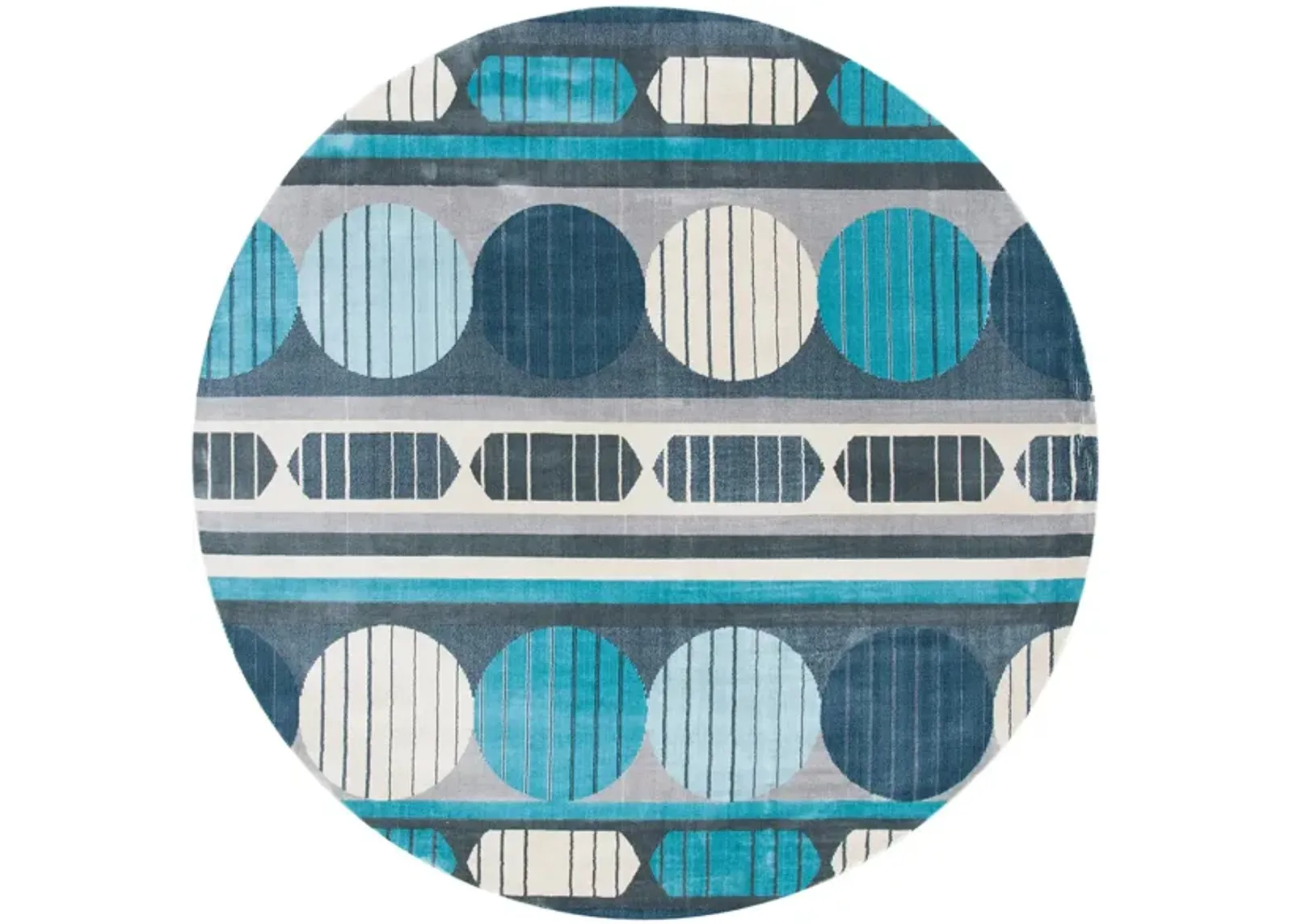 Omnick Round Area Rug in Gray/Aqua by Safavieh