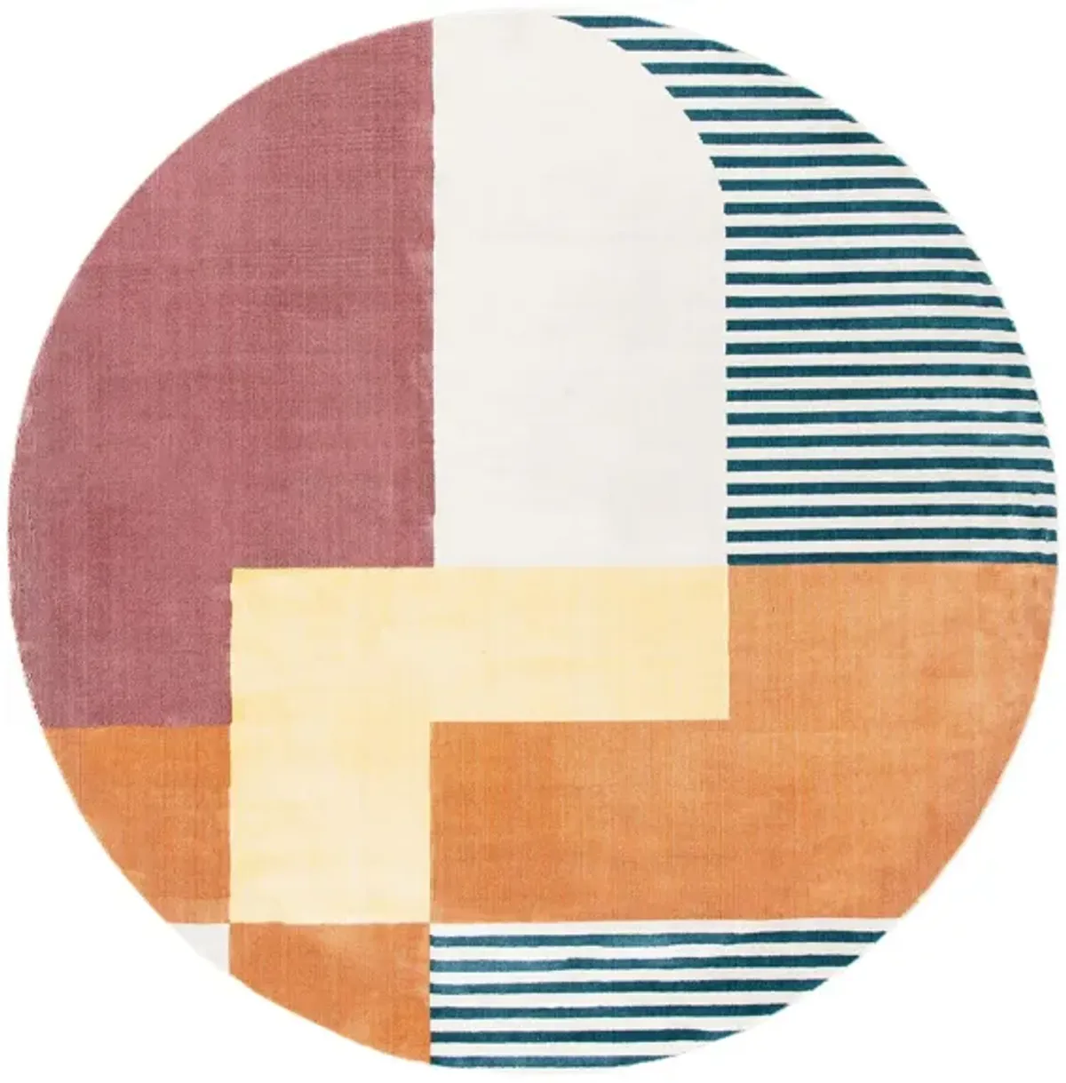 Olli Round Area Rug in Rust/Yellow by Safavieh