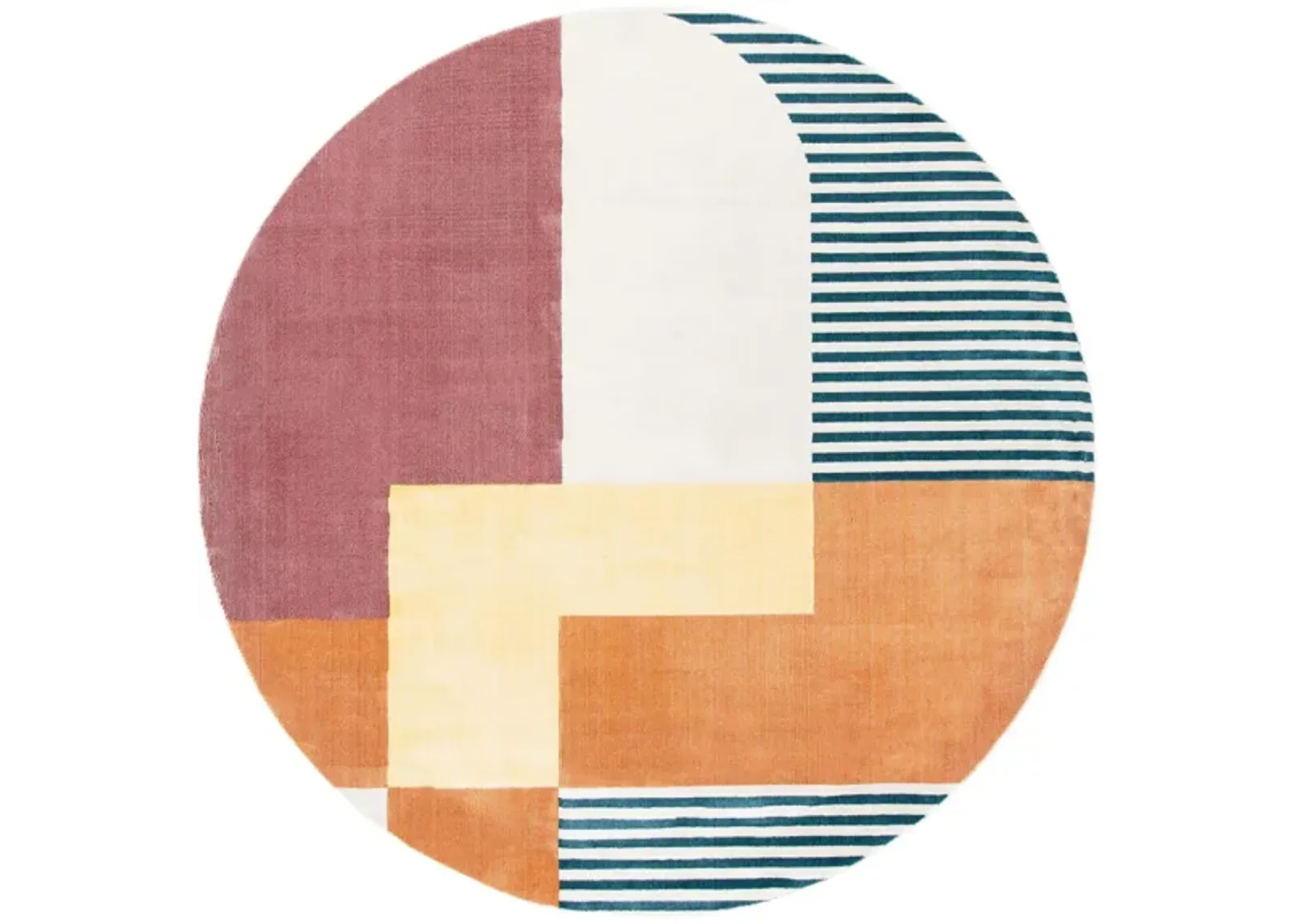 Olli Round Area Rug in Rust/Yellow by Safavieh