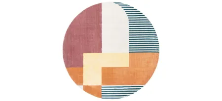 Olli Round Area Rug in Rust/Yellow by Safavieh