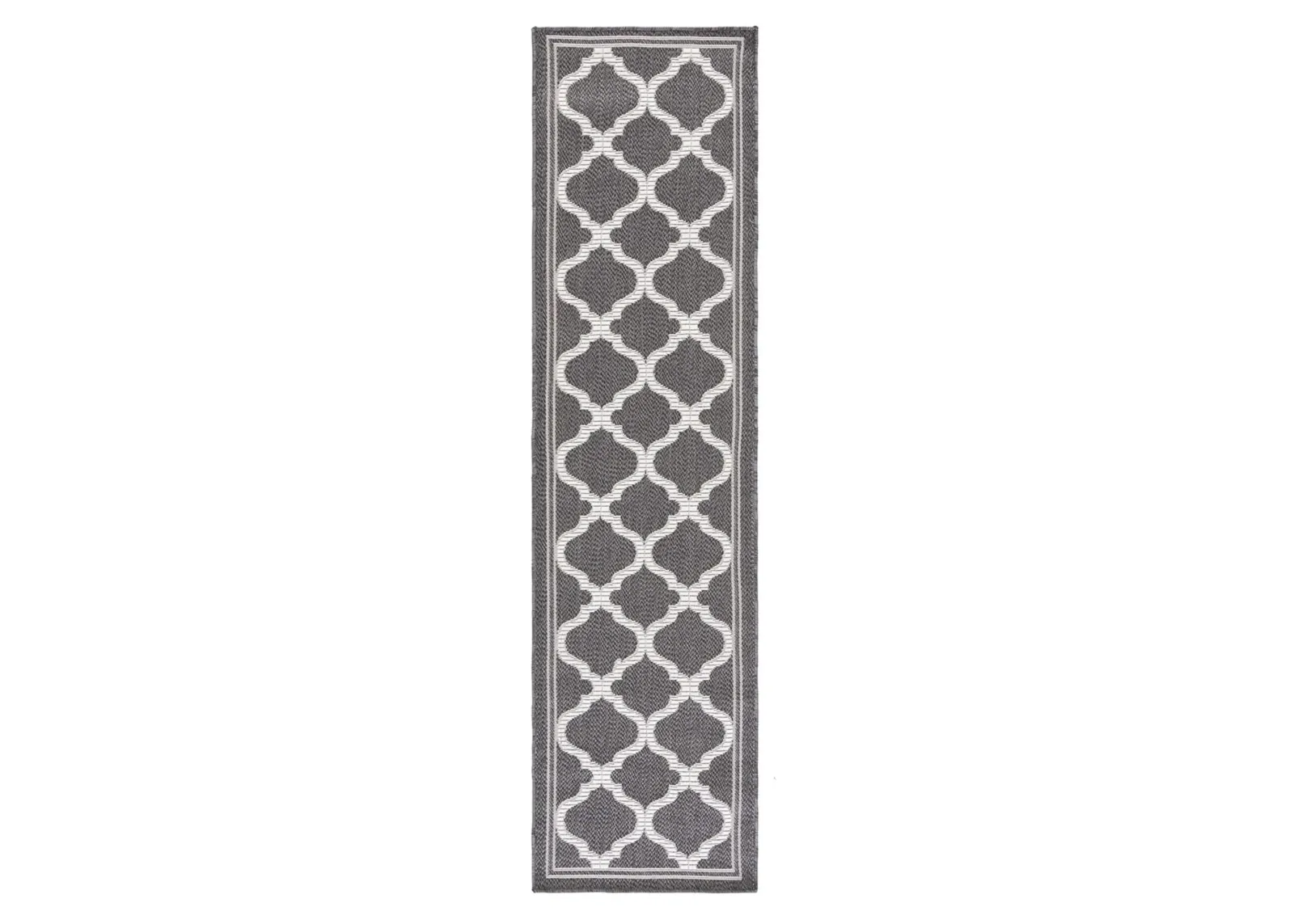 Bermuda Morocco Indoor/Outdoor Runner Rug in Charcoal & Ivory by Safavieh