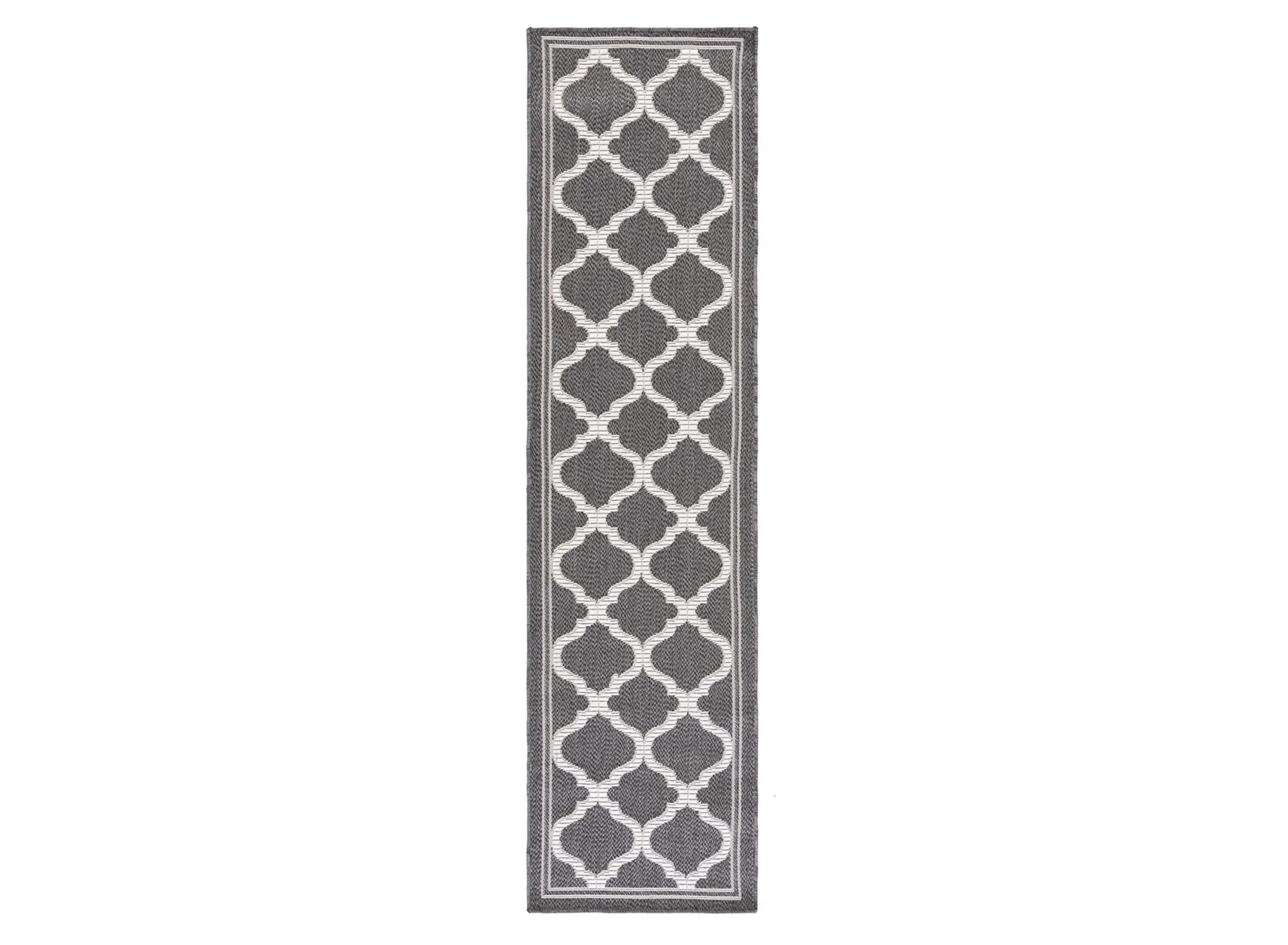 Bermuda Morocco Indoor/Outdoor Runner Rug in Charcoal & Ivory by Safavieh