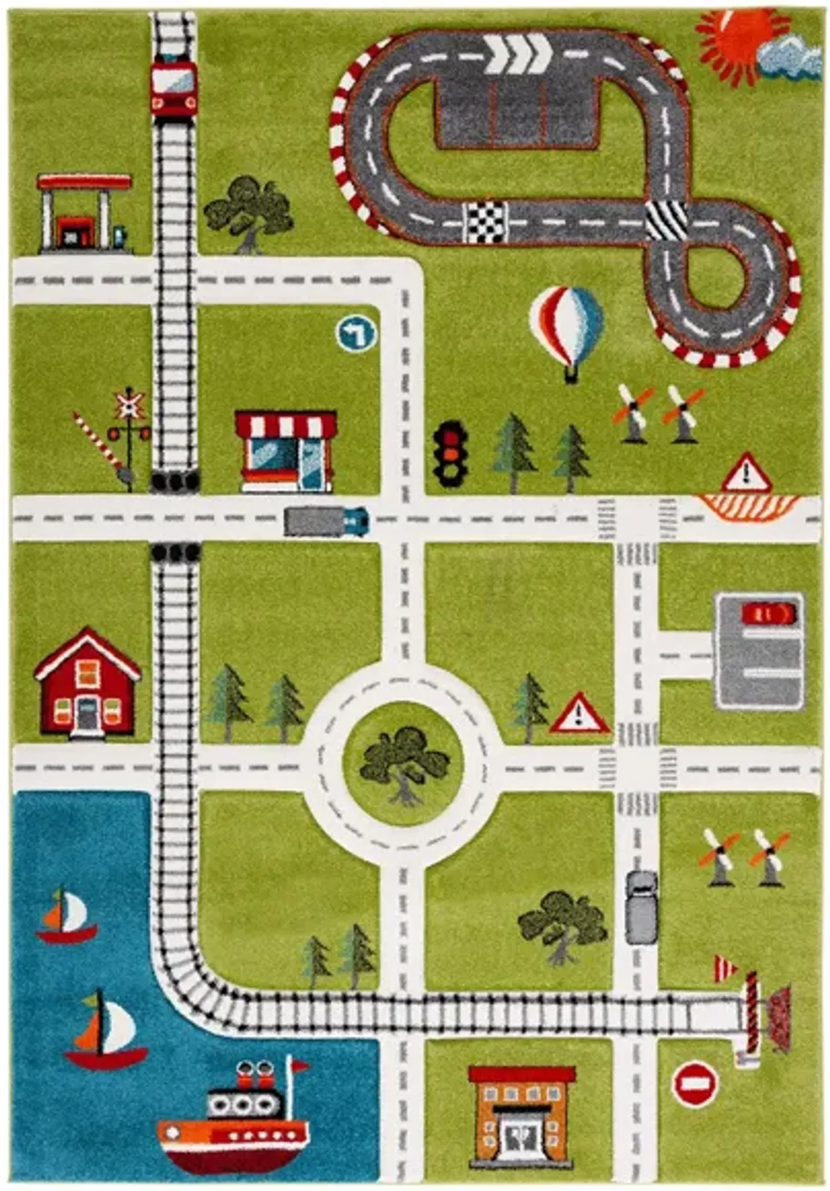 Carousel Cars Kids Area Rug