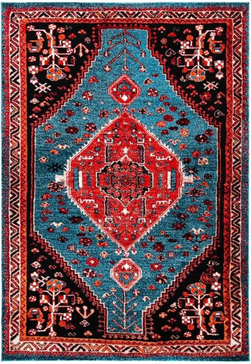 Vintage Hamadan Turquoise Area Rug in Turquoise & Red by Safavieh