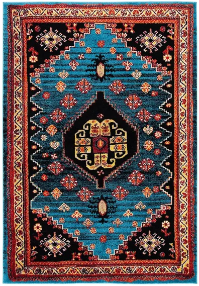 Medes Blue & Red Area Rug in Blue & Black by Safavieh