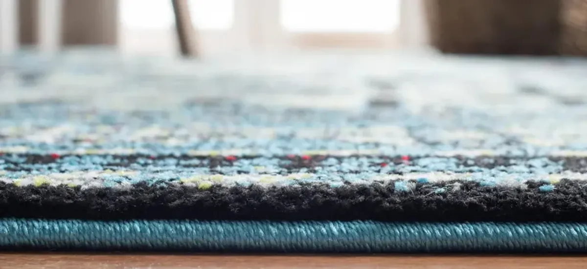 Zagros Light Blue Area Rug Round