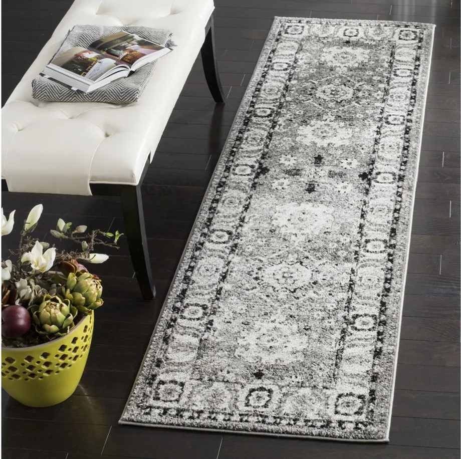 Avicenna Grey Runner Rug in Grey & Black by Safavieh