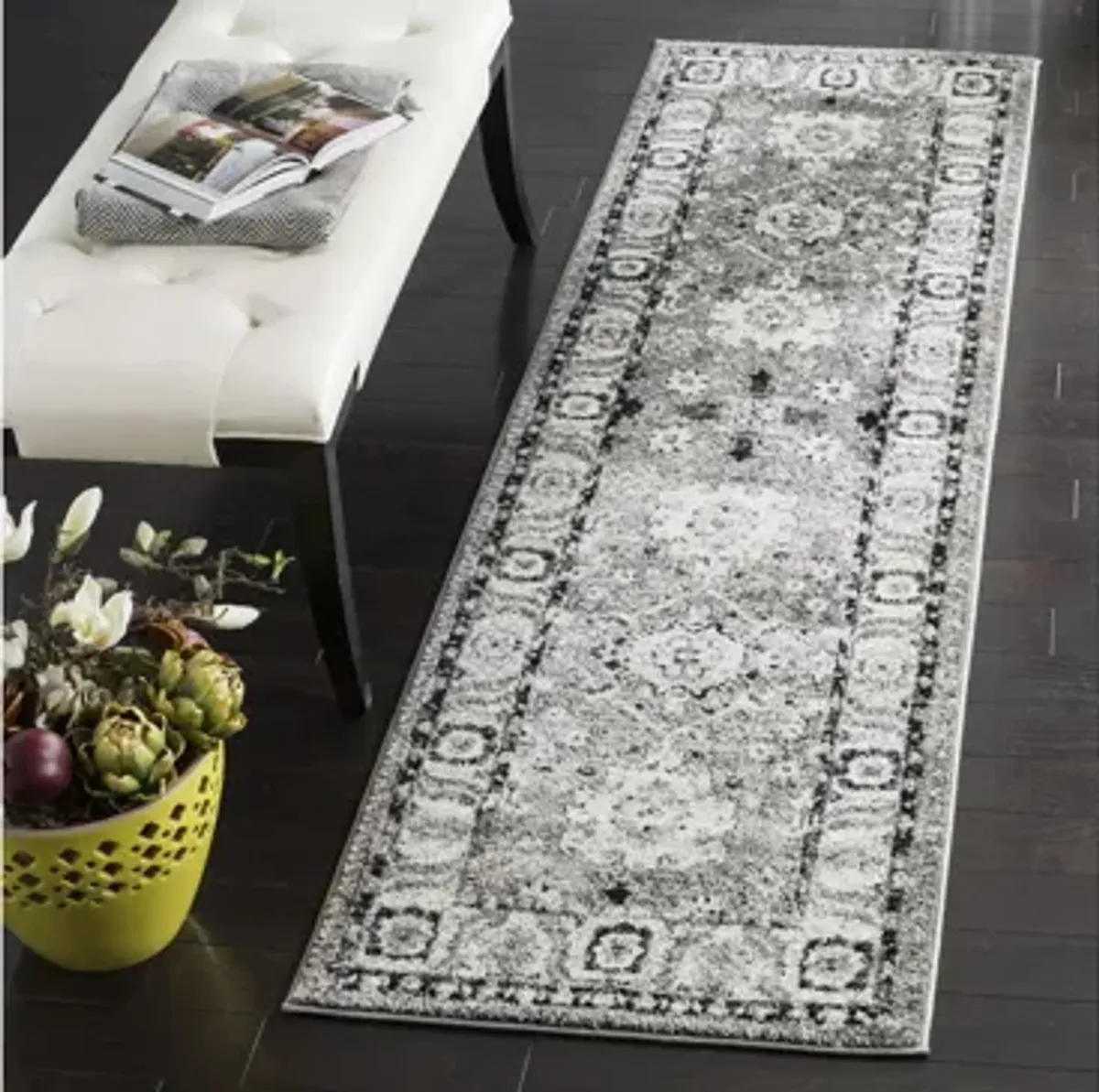 Avicenna Grey Runner Rug