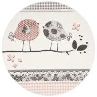 Carousel Birds Kids Area Rug Round in Pink & Ivory by Safavieh