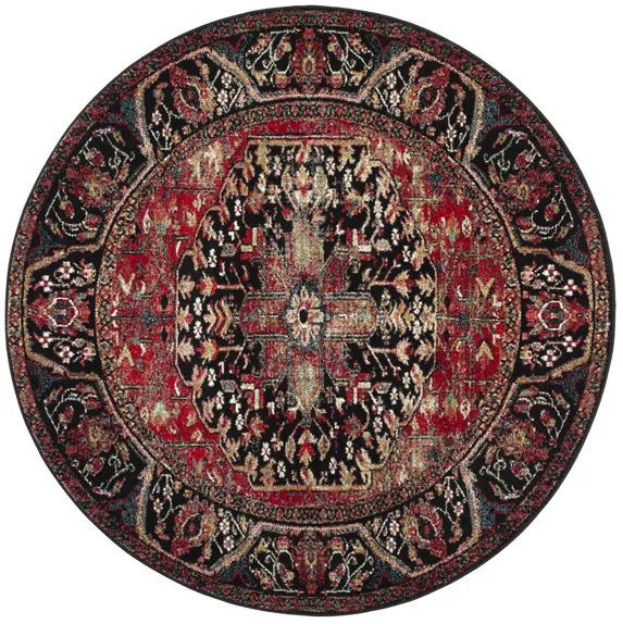 Mordechai Area Rug Round in Red & Black by Safavieh