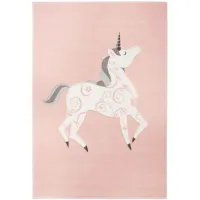 Carousel Unicorn Kids Area Rug in Pink & Ivory by Safavieh