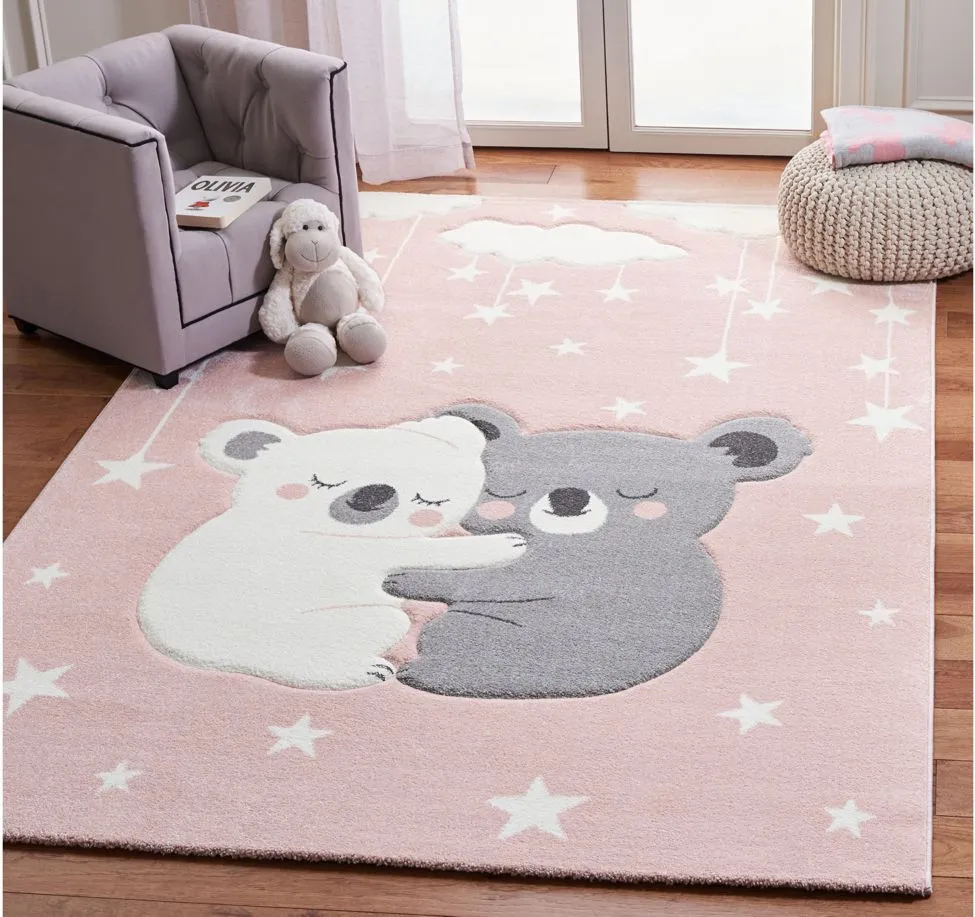 Carousel Koala Kids Area Rug in Pink & White by Safavieh