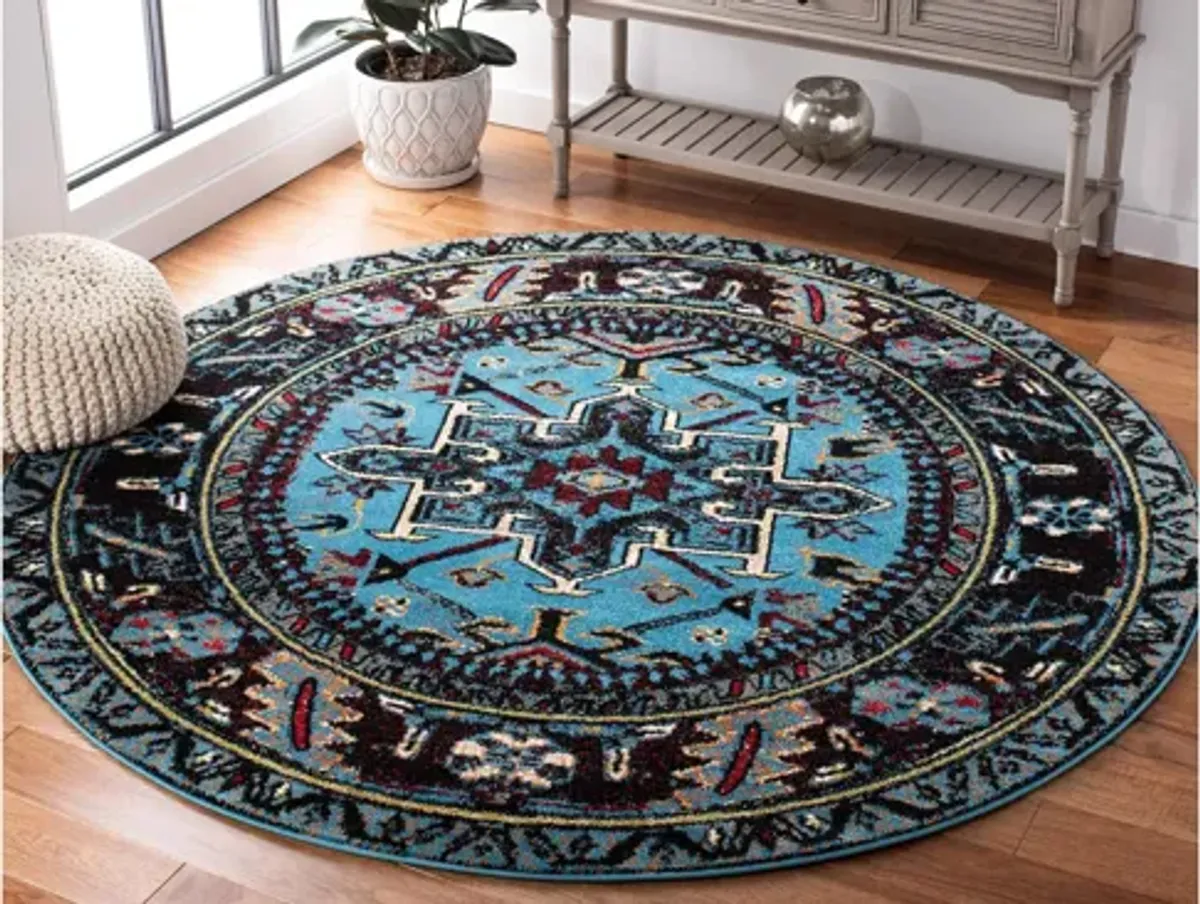 Darius Light Blue Area Rug Round