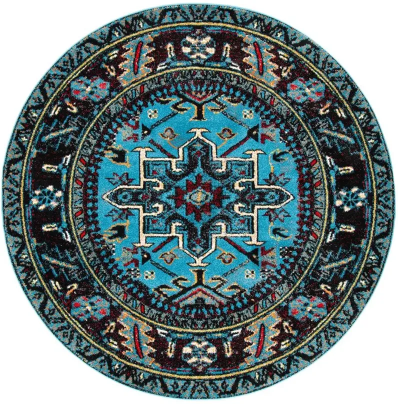 Darius Light Blue Area Rug Round in Light Blue & Black by Safavieh