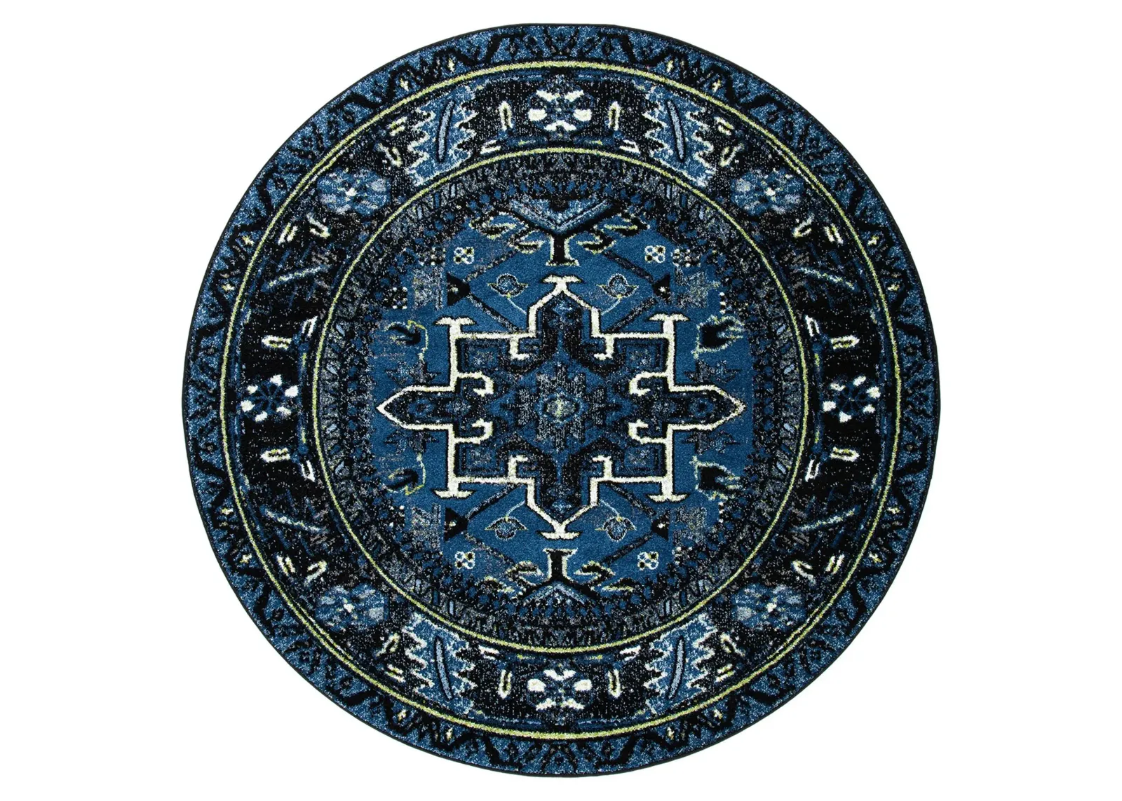 Darius Blue Area Rug Round in Blue & Grey by Safavieh