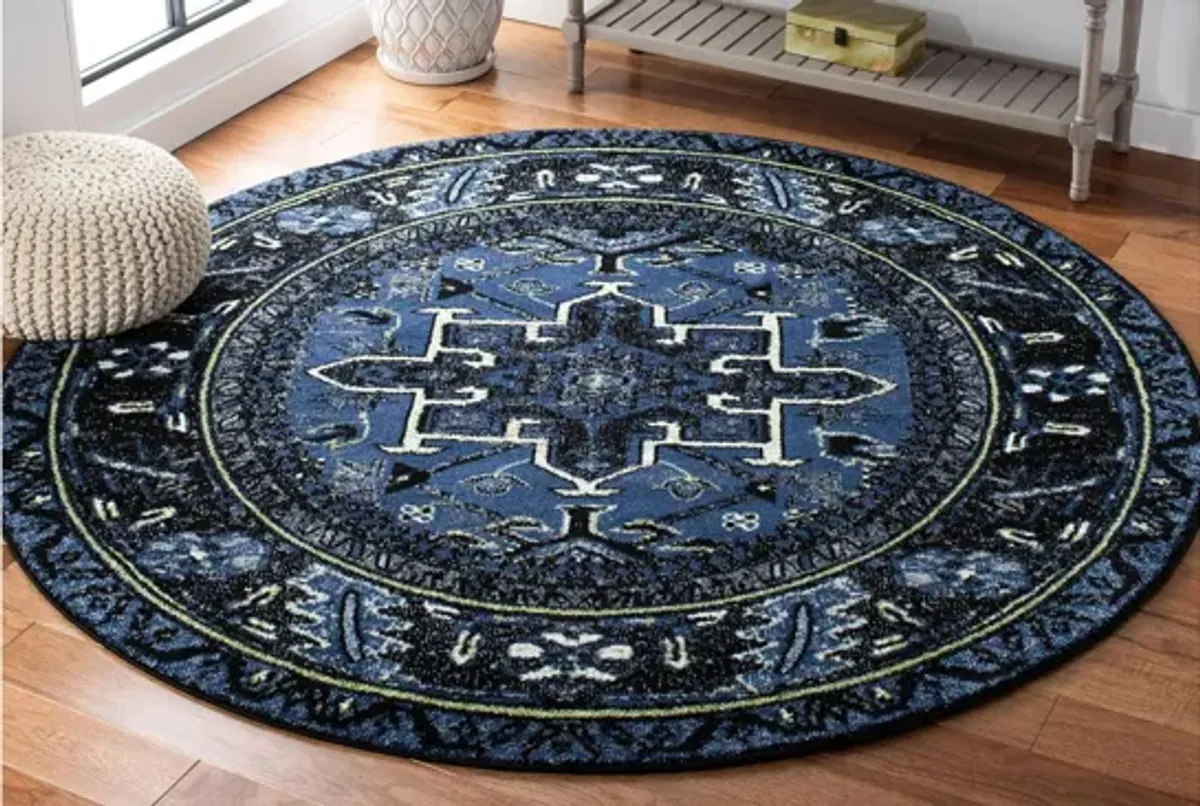 Darius Blue Area Rug Round