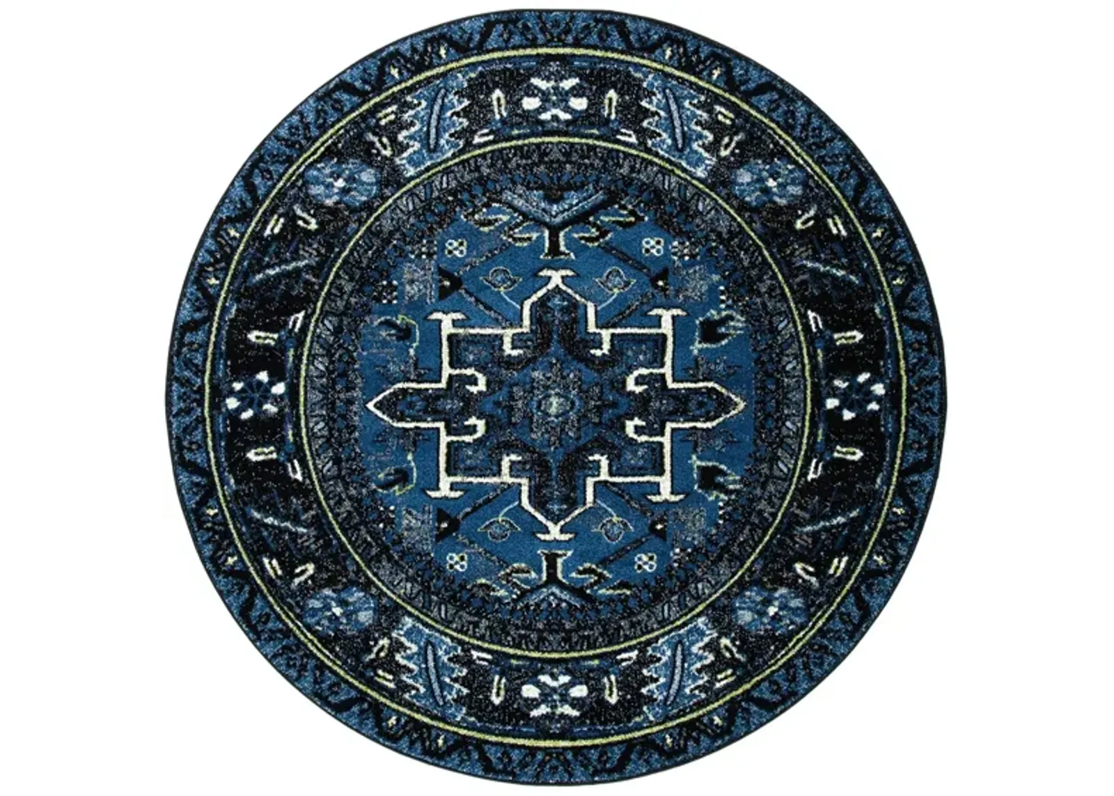 Darius Blue Area Rug Round