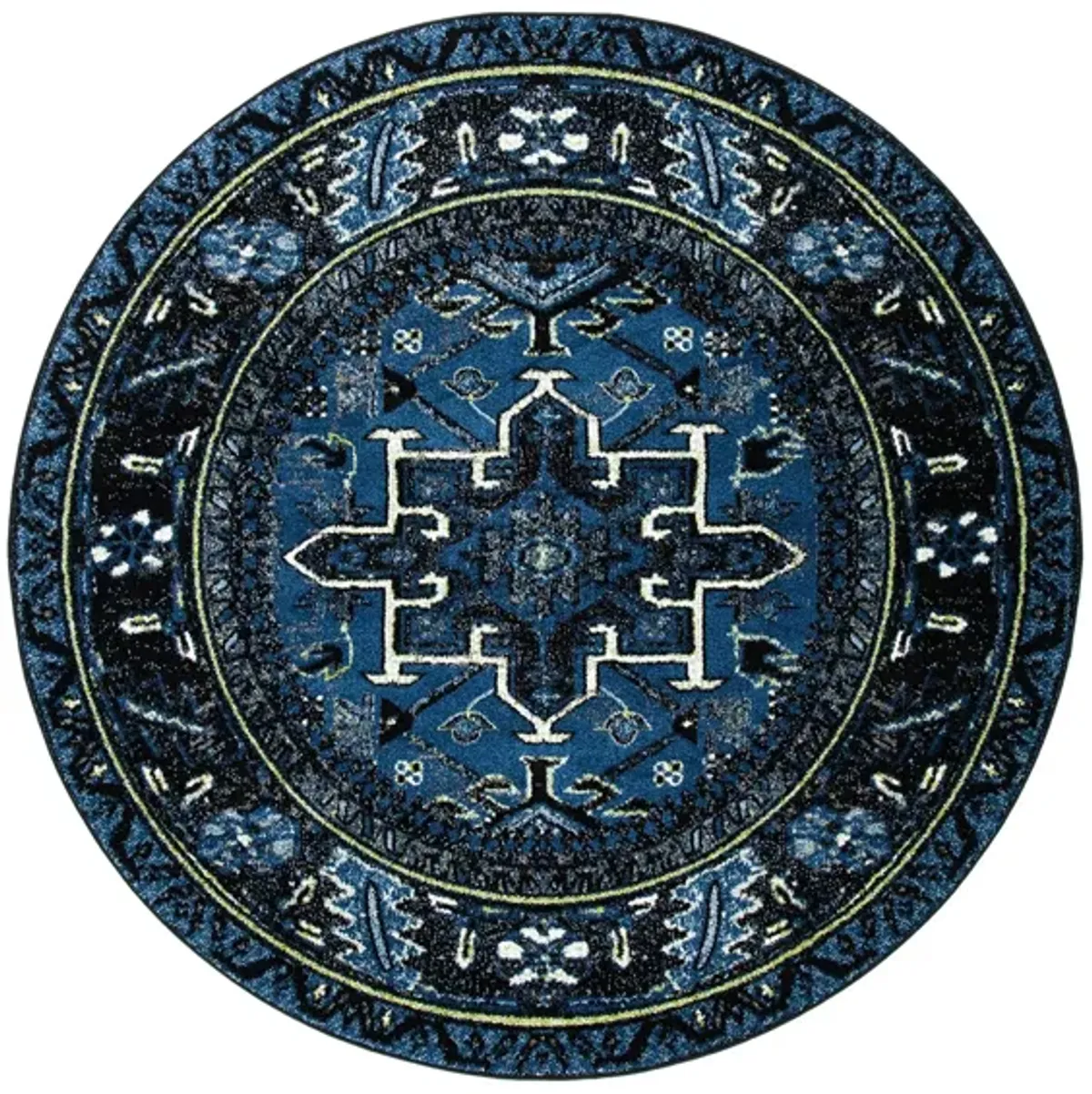 Darius Blue Area Rug Round