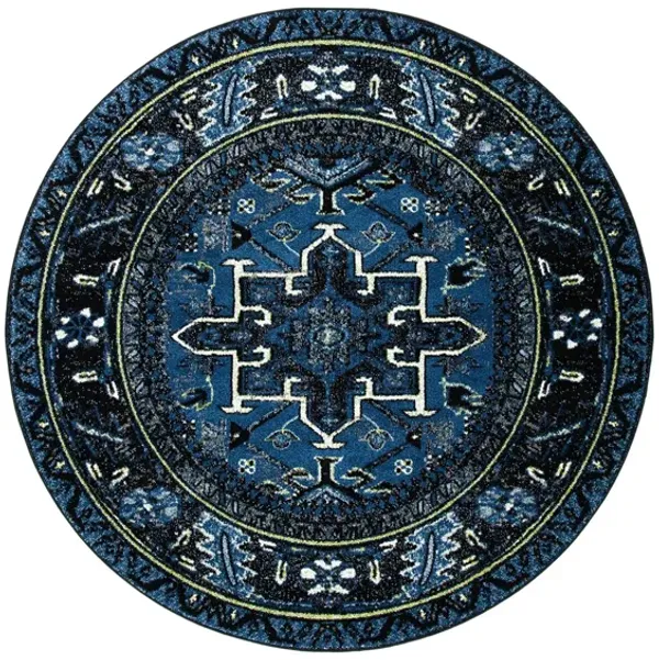 Darius Blue Area Rug Round