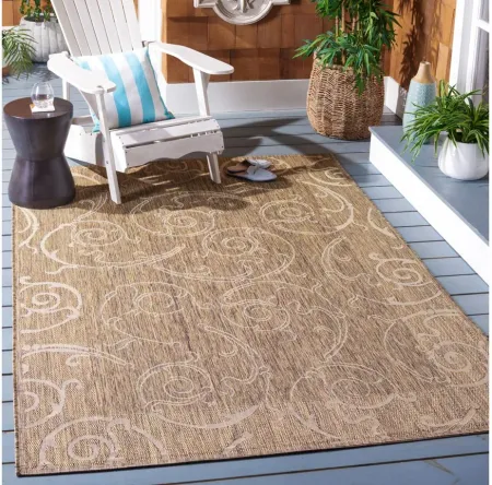 Courtyard Home Indoor/Outdoor Area Rug in Brown & Natural by Safavieh