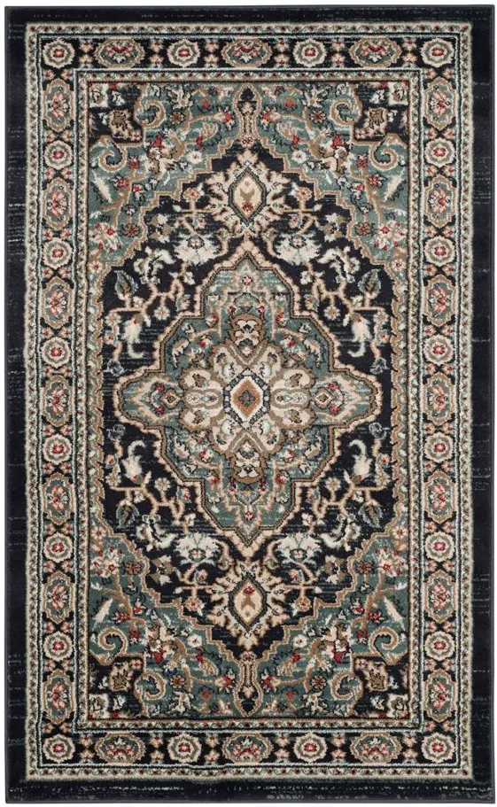 Mortimer Area Rug in Anthracite / Teal by Safavieh