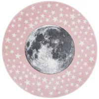 Carousel Earth Kids Area Rug Round in Pink & Gray by Safavieh