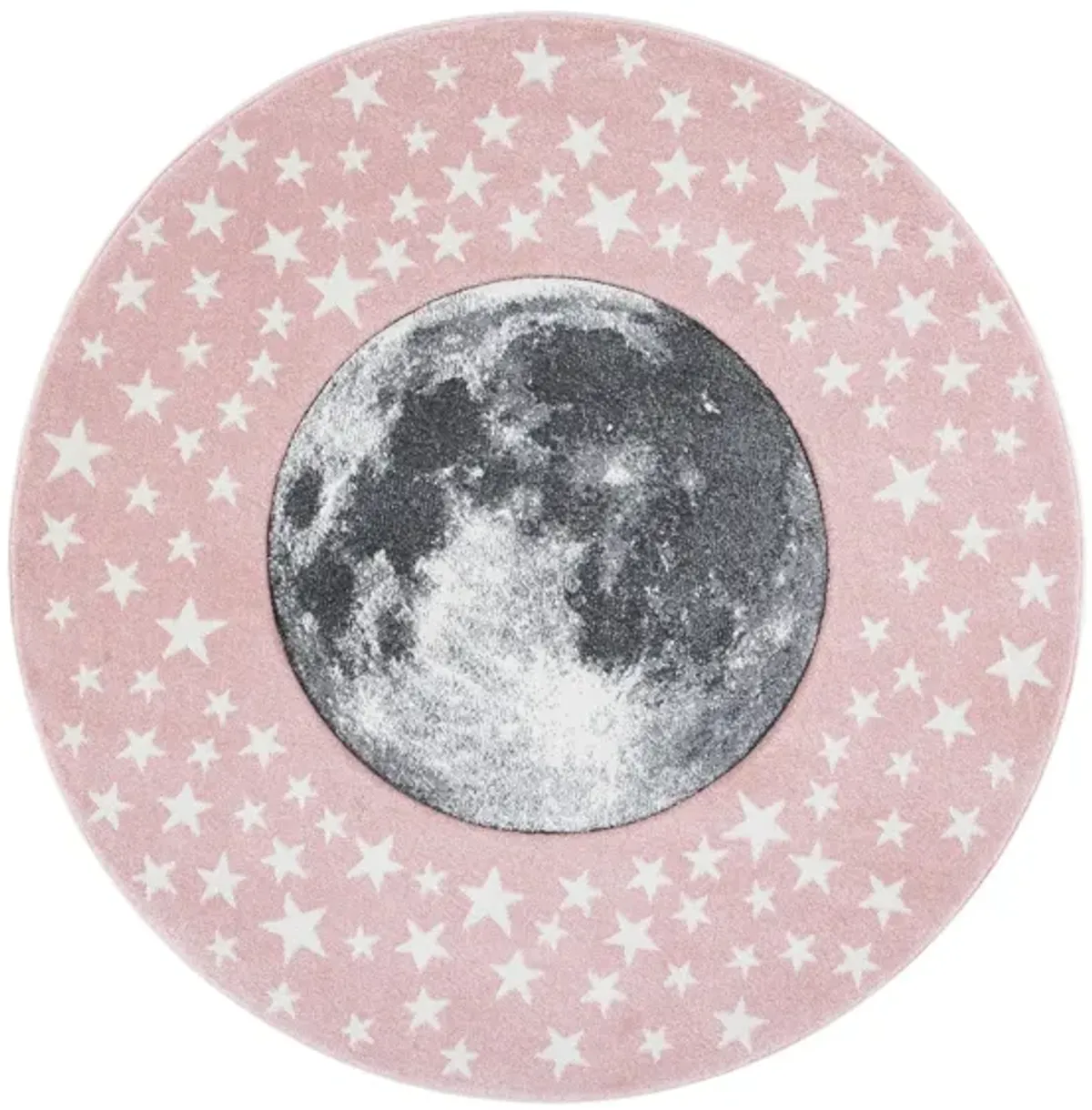 Carousel Earth Kids Area Rug Round in Pink & Gray by Safavieh