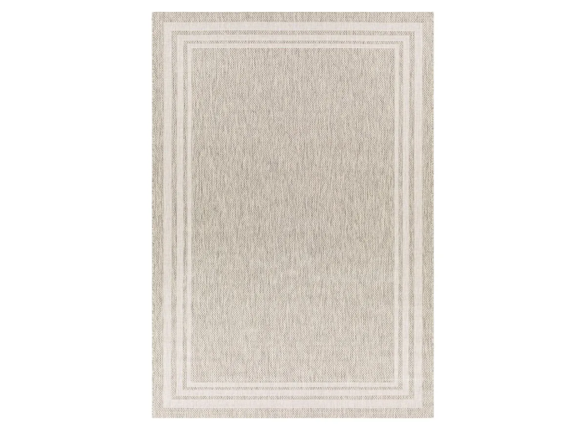 Eagean Bordered Indoor/Outdoor Area Rug in Oatmeal, Gray, Light Beige, Taupe by Surya