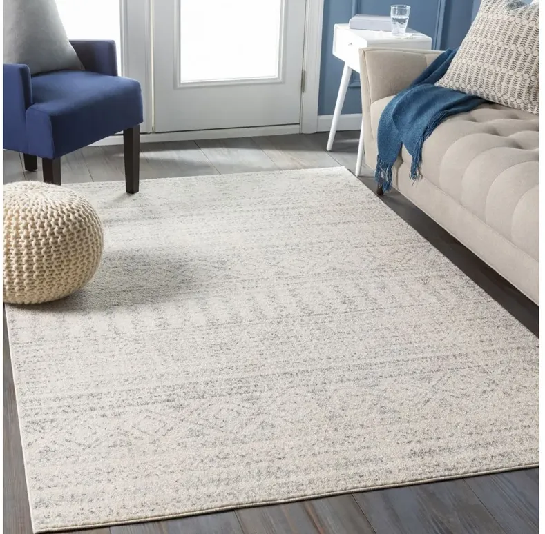 Elaziz Area Rug in Medium Gray, Light Gray, White by Surya