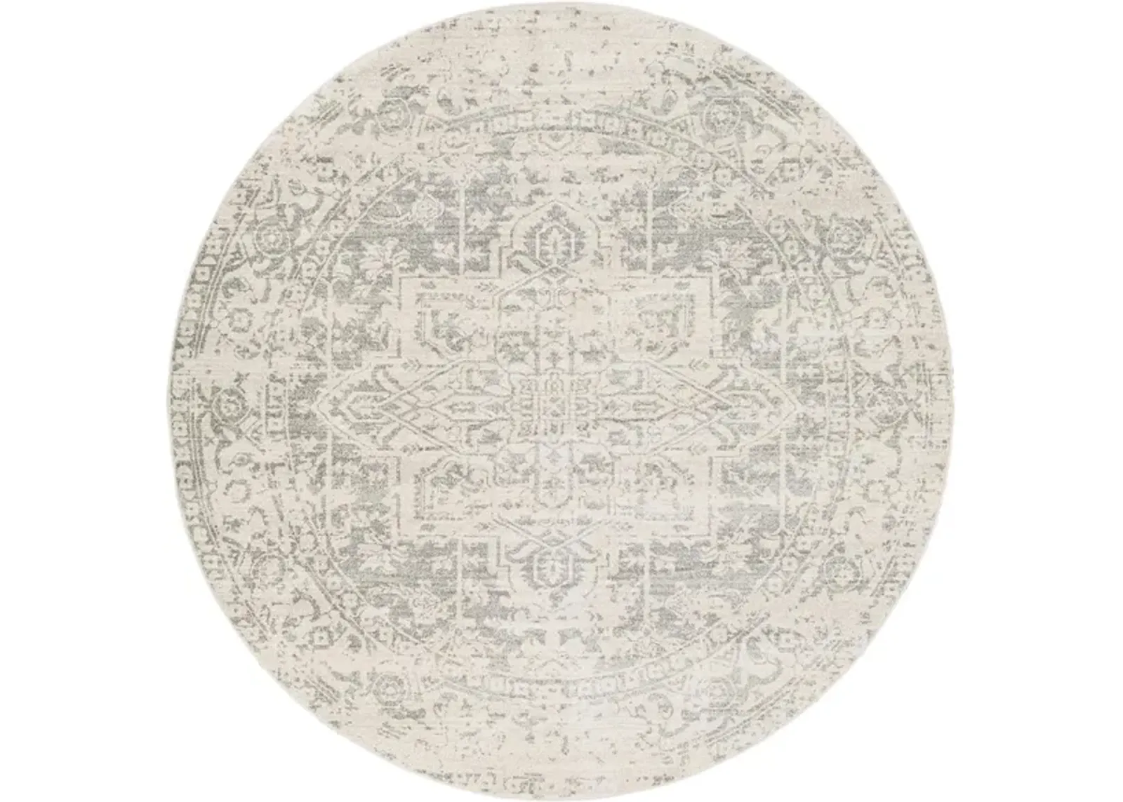 Harput Round Rug in Charcoal, Light Gray, Beige by Surya