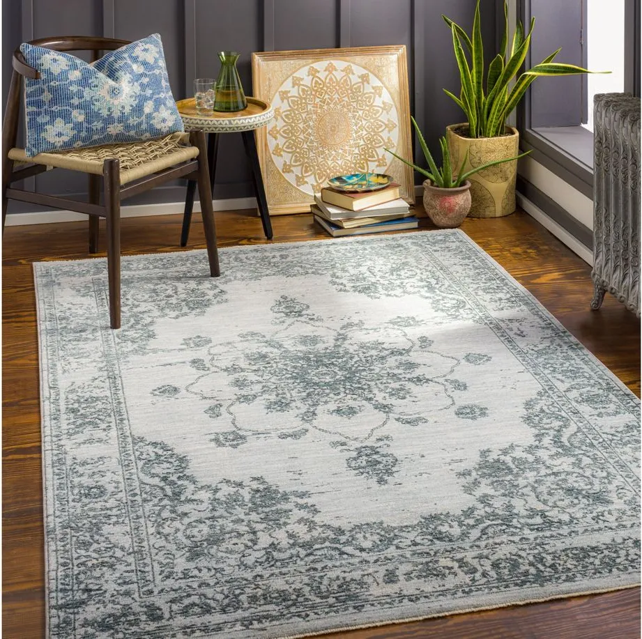 Laila Rug in Navy, Teal, Light Gray, Medium Gray, Beige, Taupe, Cream by Surya