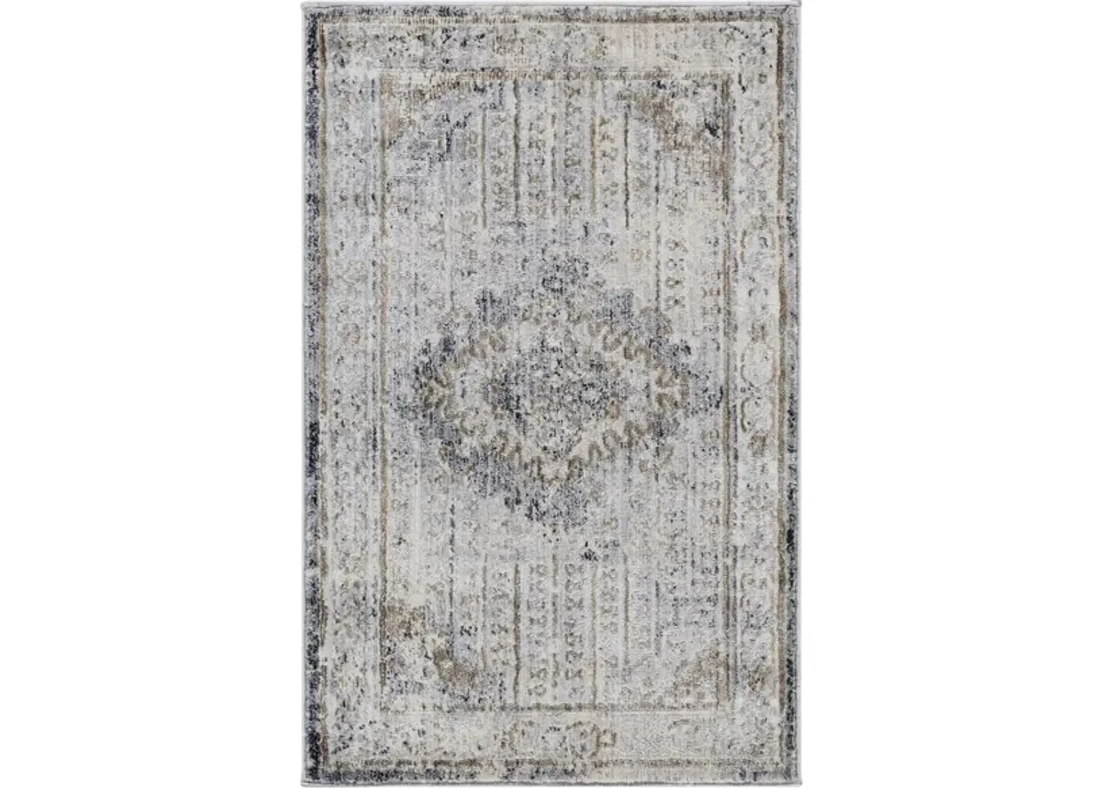 Liverpool Rug in Charcoal, Medium Gray, Silver Gray, White, Ivory, Camel by Surya